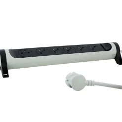 Multiprise avec interrupteur 6 prises rotative à fixer Legrand blanc et gris 1.5 m