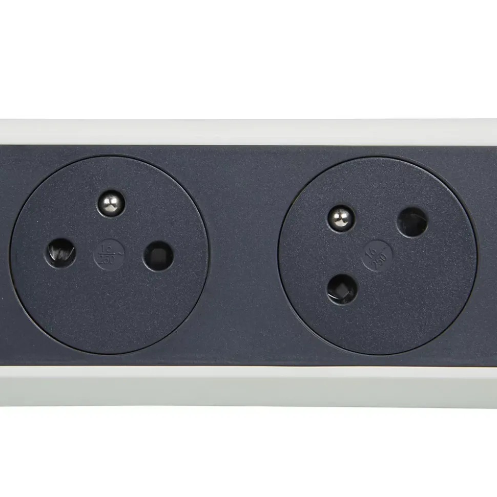 Multiprise avec interrupteur 5 prises rotative à fixer Legrand blanc et gris 3 m