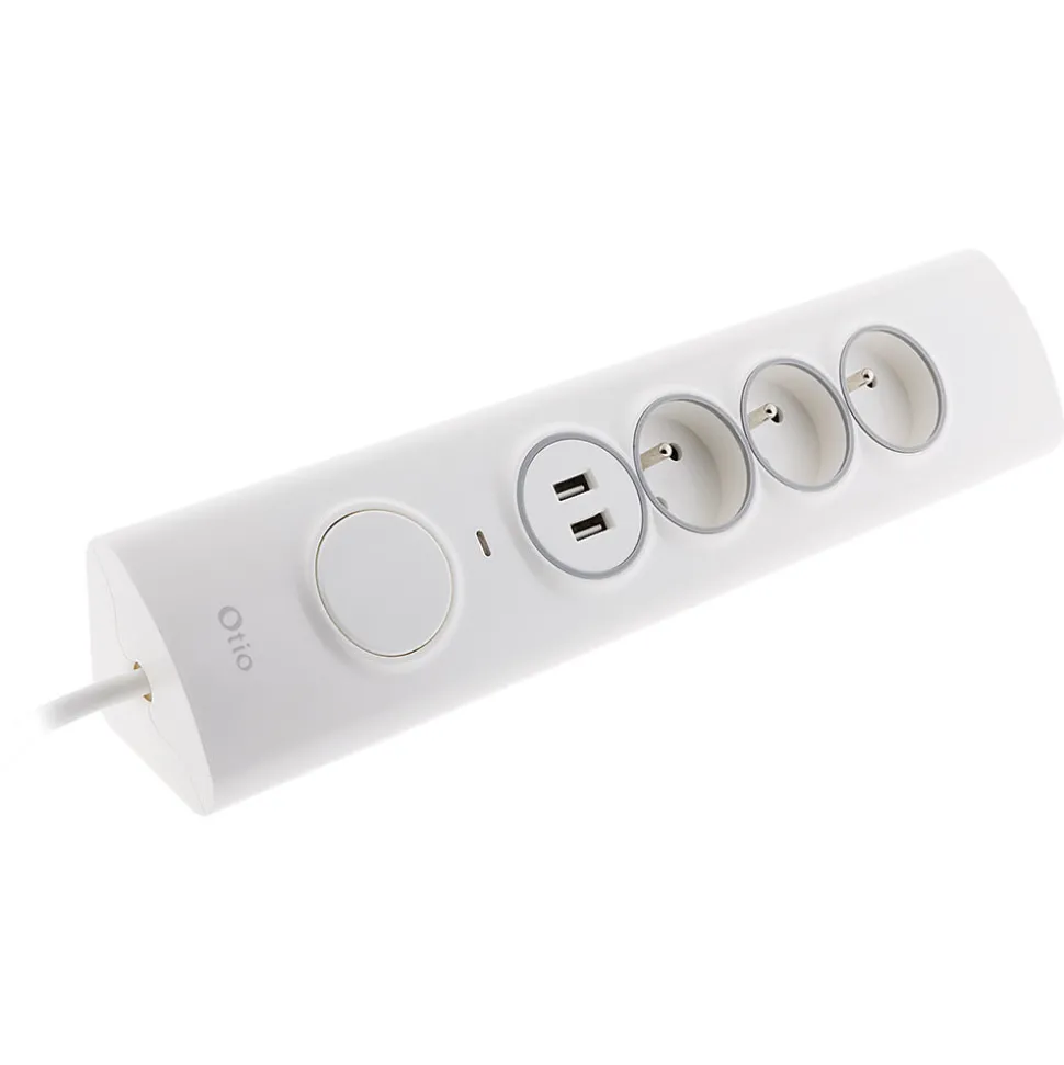 Multiprise d'angle parafoudre 3 prises + 2 USB