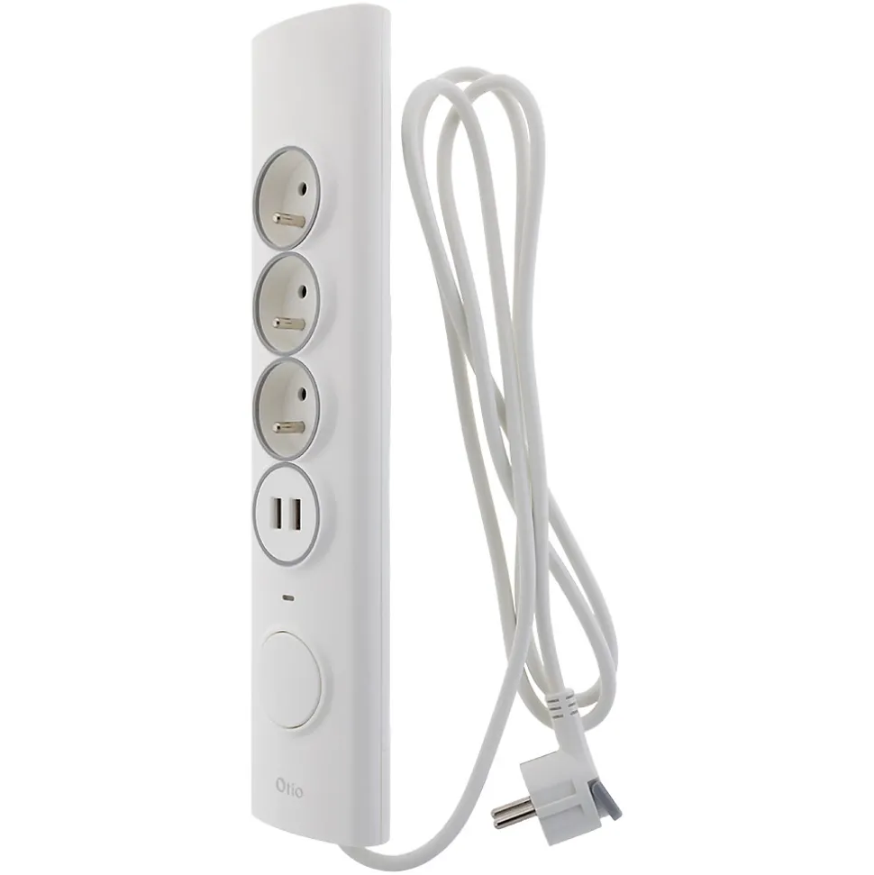 Multiprise d'angle parafoudre 3 prises + 2 USB