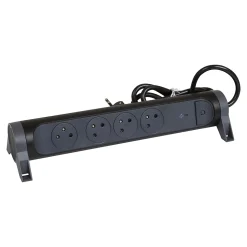 Multiprise parafoudre avec interrupteur 4 prises Legrand noir et gris 1.5 m