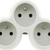 Multiprise 3 prises 16A blanc/gris Homepower 230V
