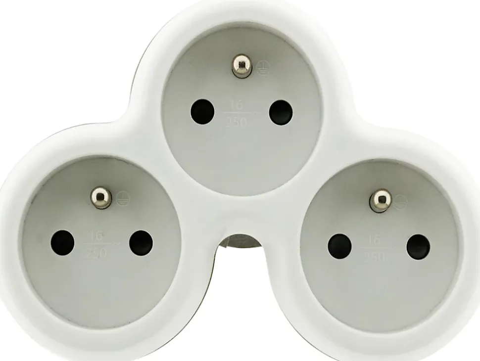 Multiprise 3 prises 16A blanc/gris Homepower 230V