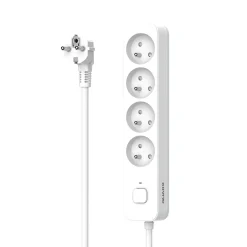 Multiprise 4 prises avec interrupteur blanc gris 2 m