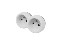 Multiprise 2 prises Diall 16A blanc/gris