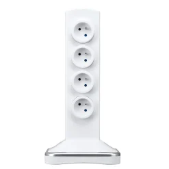 Multiprise 8 prises parafoudre sur socle USB 2m blanc