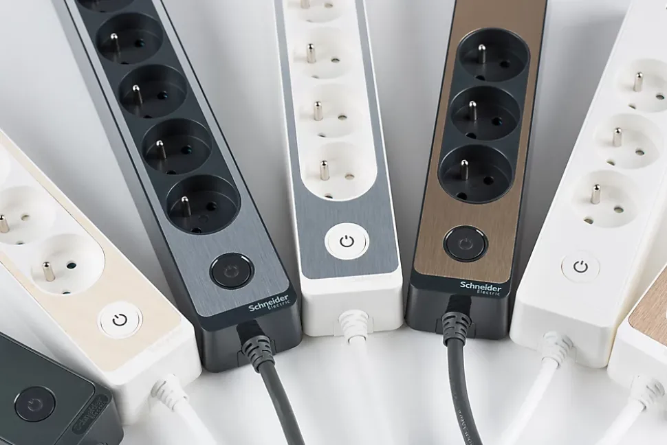 Multiprise 5 prises Schneider Electric Odace anthracite 3 m