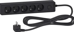 Multiprise 5 prises Schneider Electric Odace anthracite 3 m