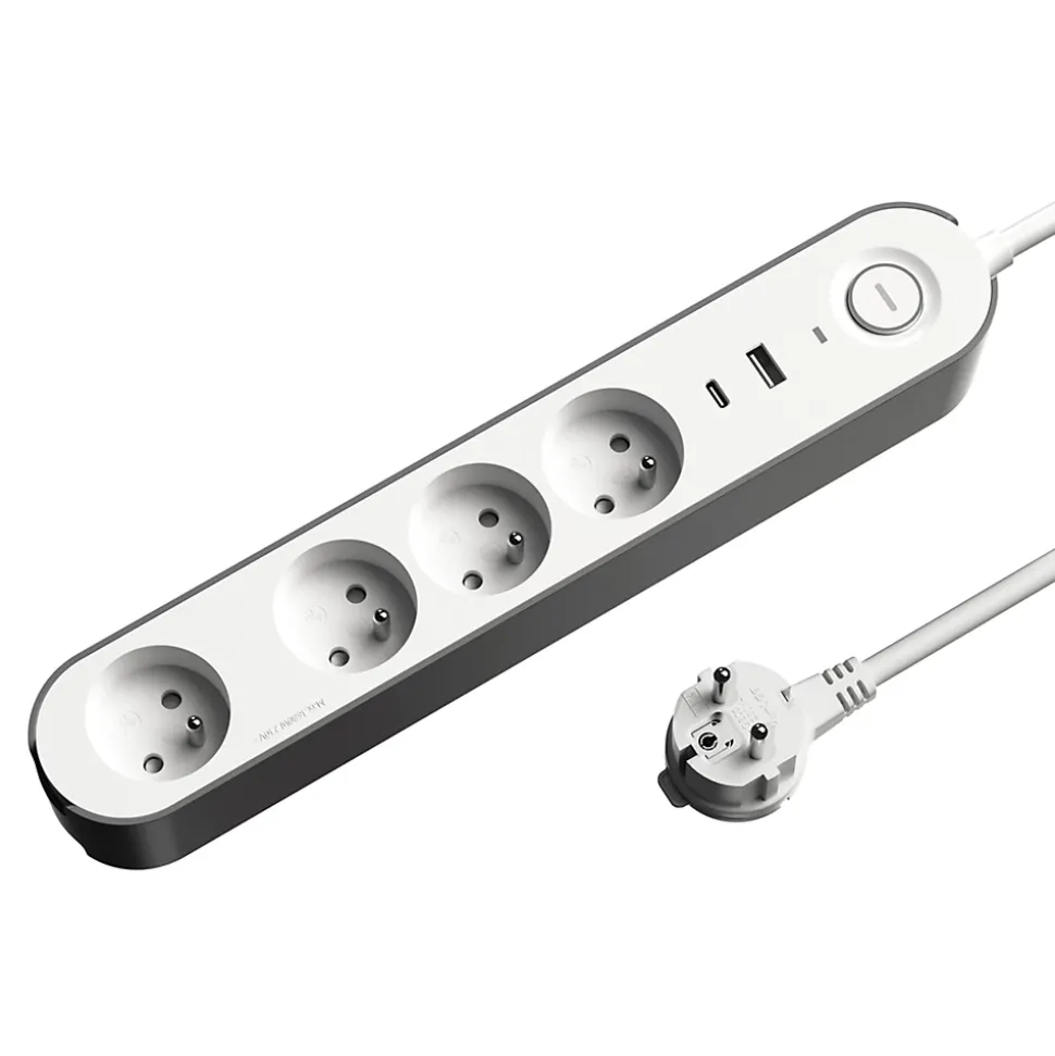 Multiprise 4 prises + 2 USB Jacobsen 1.5 m blanche