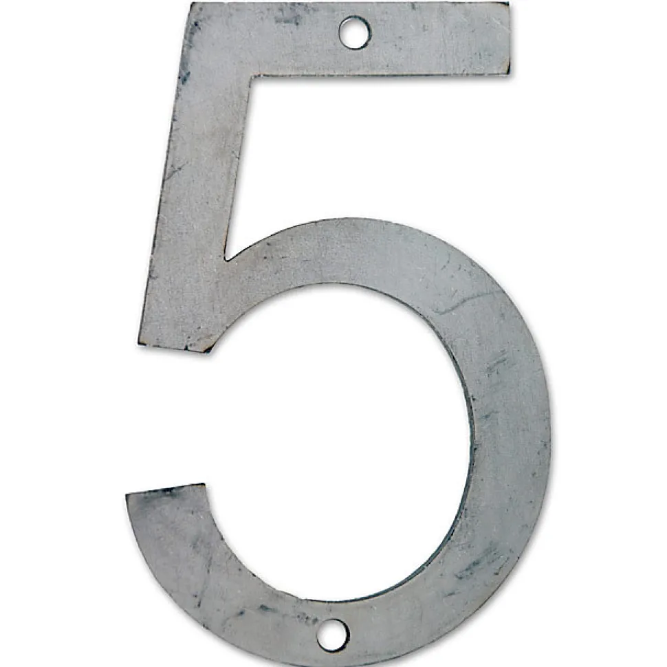 N° de maison - marquage 5 - en acier - couleur gris - à visser - hauteur 12 cm - Chapuis CPA5