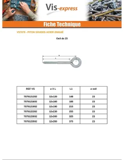 Oeillet Echafaudage 12X350 Oeil 23 Acier zingué - 1 pièce