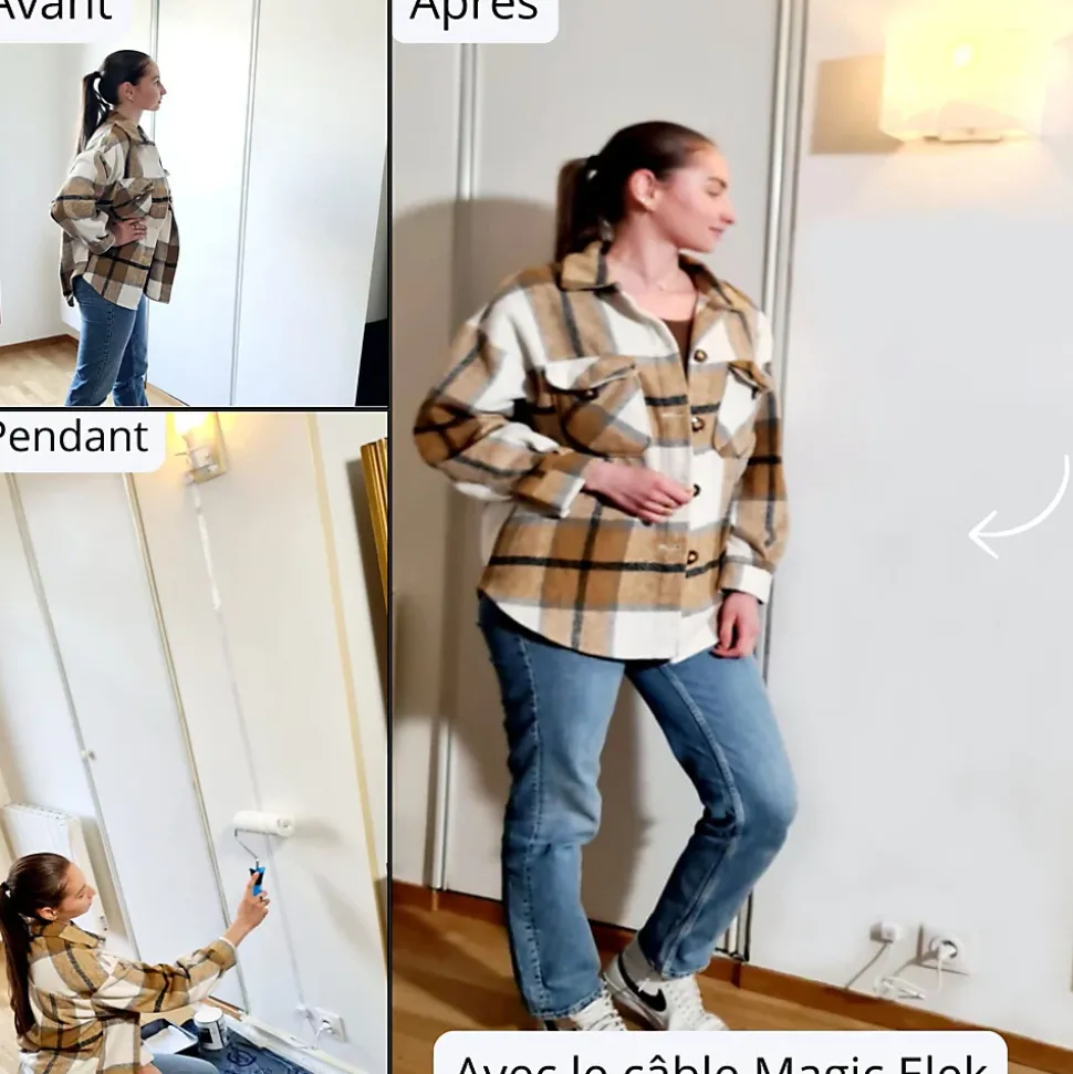 Pack avec câble ultra-plat Magic Elek 3 lignes 2m 16A 3500W