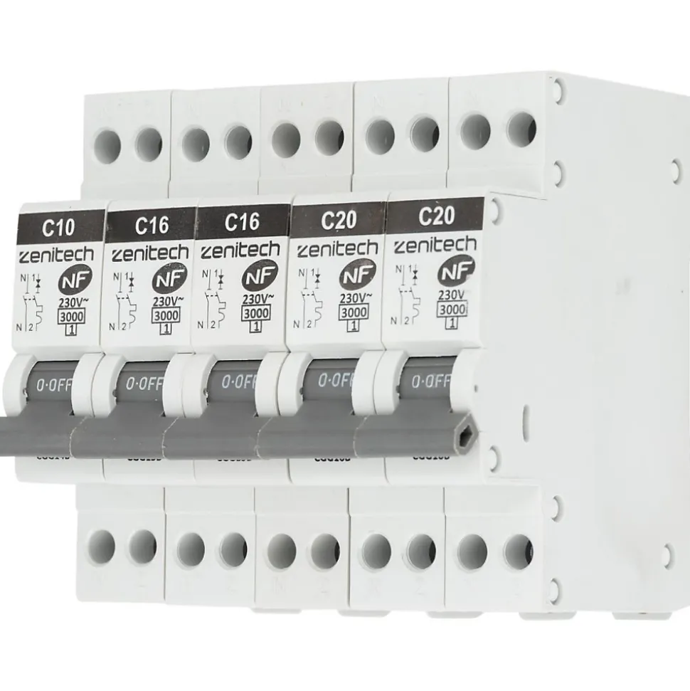 Pack de 5 disjoncteurs 1x10A + 2x16A + 2x20A - Zenitech