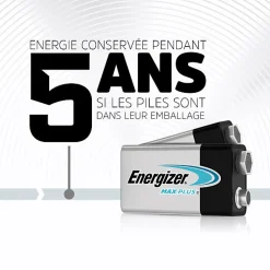 Pack de 4 - Energizer Max Plus Alcaline 9V, pack de 1 Pile