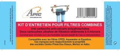 Pack entretien pour filtre double Apic composé de 2 cartouches ultra fine et 1 cartouche anticalcaire