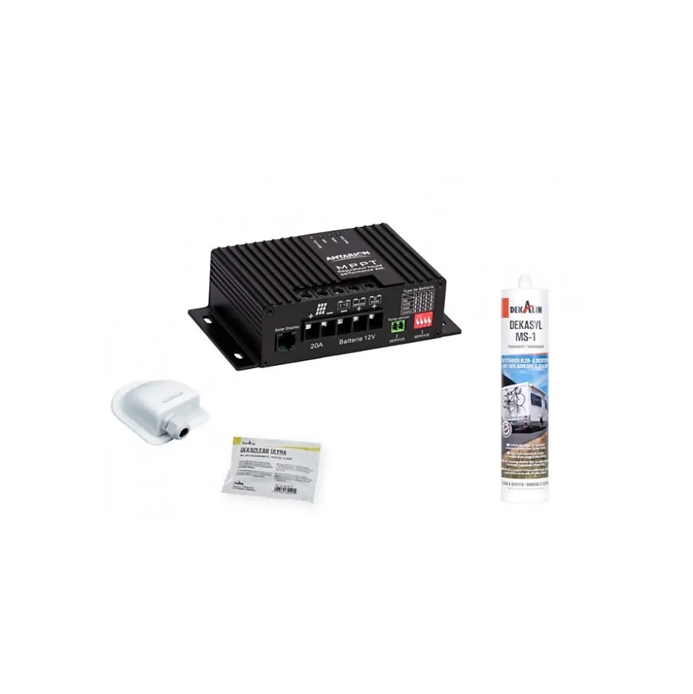 PACK Panneau Solaire Black Booster 220W + Kit de pose solaire avec Régulateur de Charge MPPT 320W 20A Bluetooth ANTARION