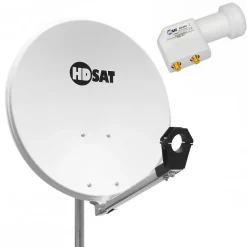 Pack Parabole satellite acier 65cm + LNB Twin HD 4K 0,1dB idéal Astra Eutelsat HDSAT