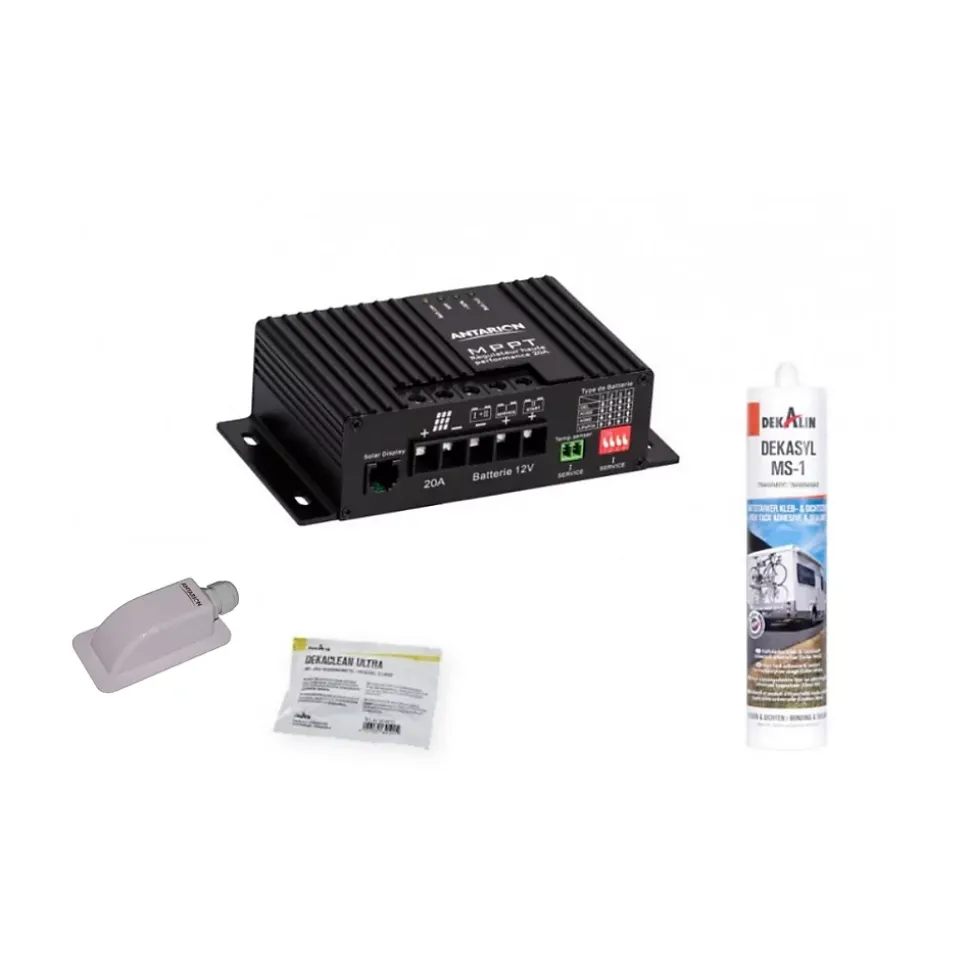 Pack 2x Panneaux Solaires 140W + Kit de pose Solaire avec Régulateur MPPT 20A ANTARION
