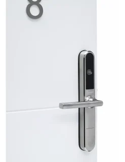 Paire de poignées connectées Intelock Room hôtel, pour porte d'hôtel, argent - INTELOCK