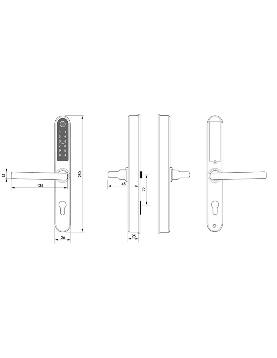 Paire de poignées connectées Intelock Multi, pour porte d'entrée, entr'axes 72mm, argent - INTELOCK