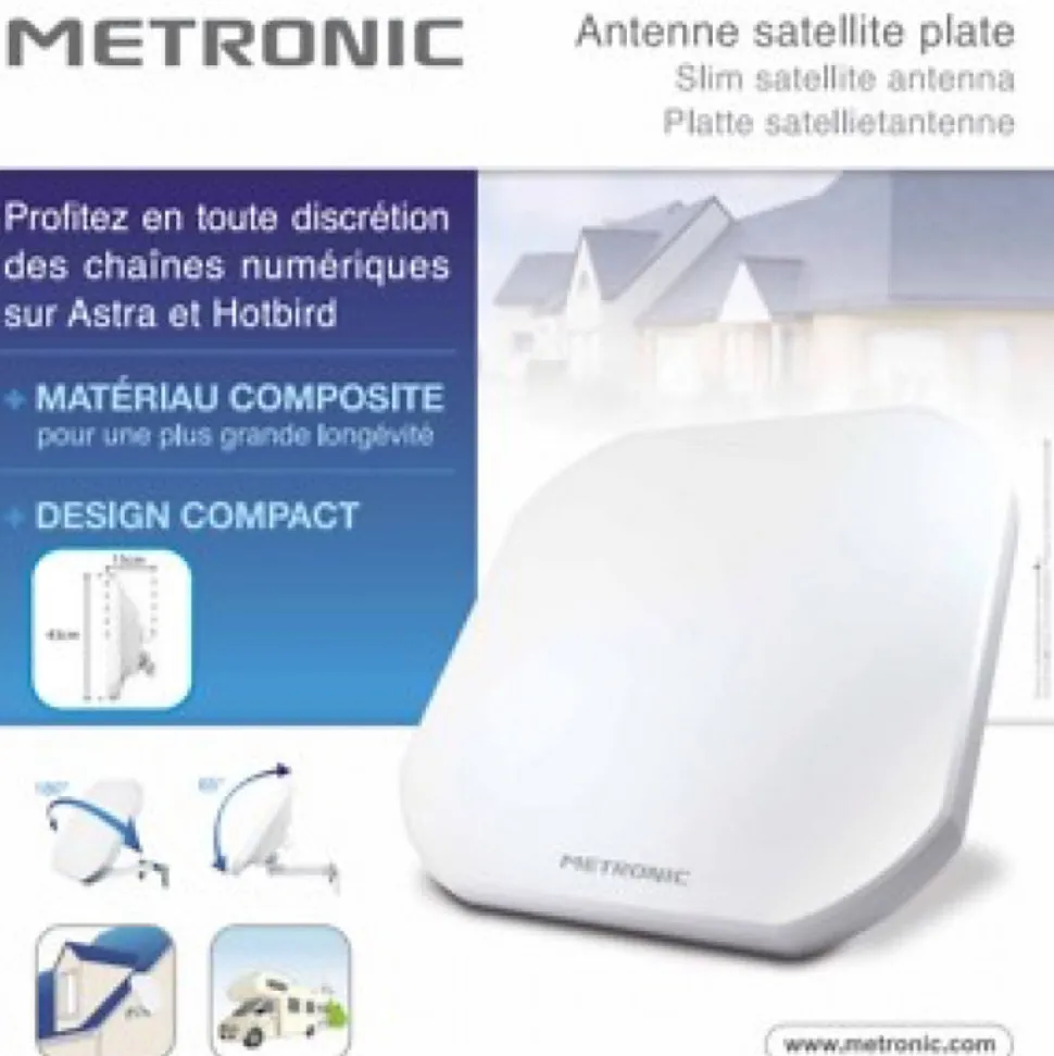 Parabole plate H+V - LNB intégée