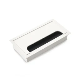 Passe-câbles de table Emuca Quadrum, rectangulaire, 159x80mm, à encastrer, Aluminium, Peint en blanc