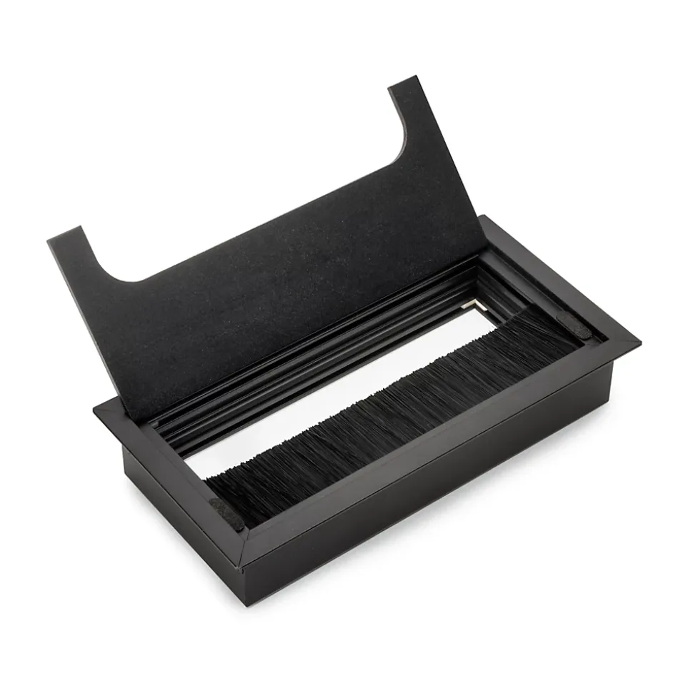Passe-câbles de table Emuca Quadrum, rectangulaire, 159x80mm, à encastrer, Aluminium, Peint en noir