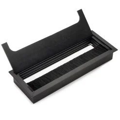 Passe-câbles de table Emuca Quadrum, rectangulaire, 269x80mm, à encastrer, Aluminium, Peint en noir