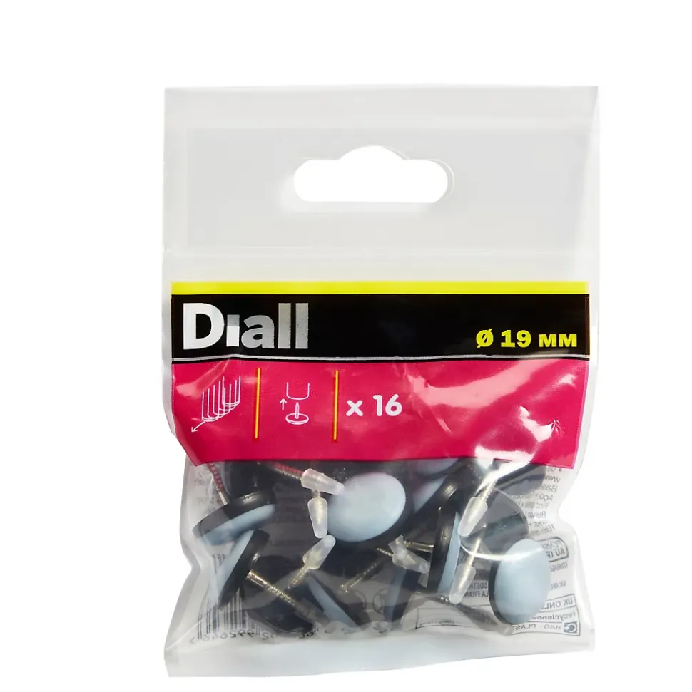 Patin à clouer Diall 19 mm x 16, noir + bleu/gris