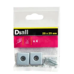 Patin vissés Diall 25*25 mm x 4, noir + gris/bleu