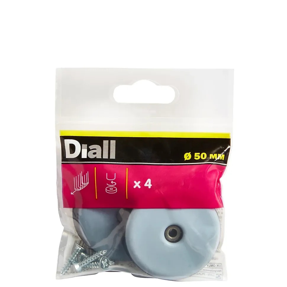 Patin vissés Diall 50 mm x 4, noir + gris/bleu