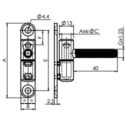 Paumelle fiche diamètre 13mm hauteur 68mm époxy blanc - MONIN - 654000