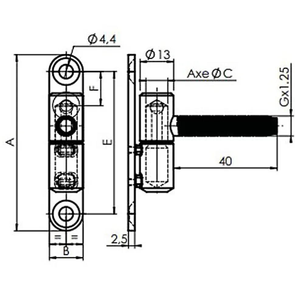 Paumelle fiche diamètre 13mm hauteur 68mm époxy blanc - MONIN - 654000