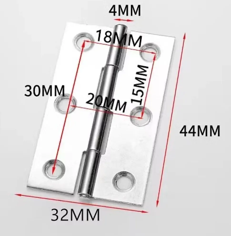 24 pcs en acier inoxydable meubles de maison matériel Charnière de porte Long 44 mm x 34 mm