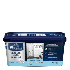 Peinture anti-humidité intérieur satin blanc Ripolin 2,5L