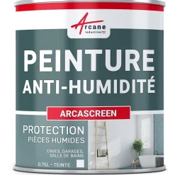 Peinture anti humidité mur humide salle de bain - ARCASCREEN - 0.75 L (jusqu'à 3 m²) - ARCANE INDUSTRIES
