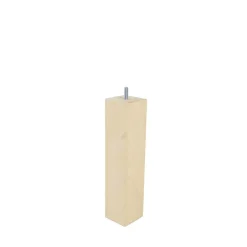 Pied de lit carré en hêtre Bar Plus texture bois H. 25 x L. 5,5 cm
