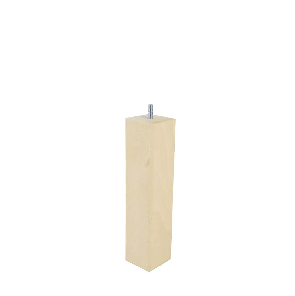 Pied de lit carré en hêtre Bar Plus texture bois H. 25 x L. 5,5 cm