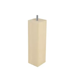Pied de lit carré en hêtre Bar Plus texture bois H. 20 x L. 5,5 cm
