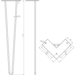 Pied de meuble en triangle en acier noir Cime H. 71 cm