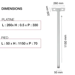 Pied elliptique Blanc neige brillant RAL 9016B