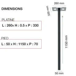 Pied elliptique Noir Sablé RAL 2100 MS