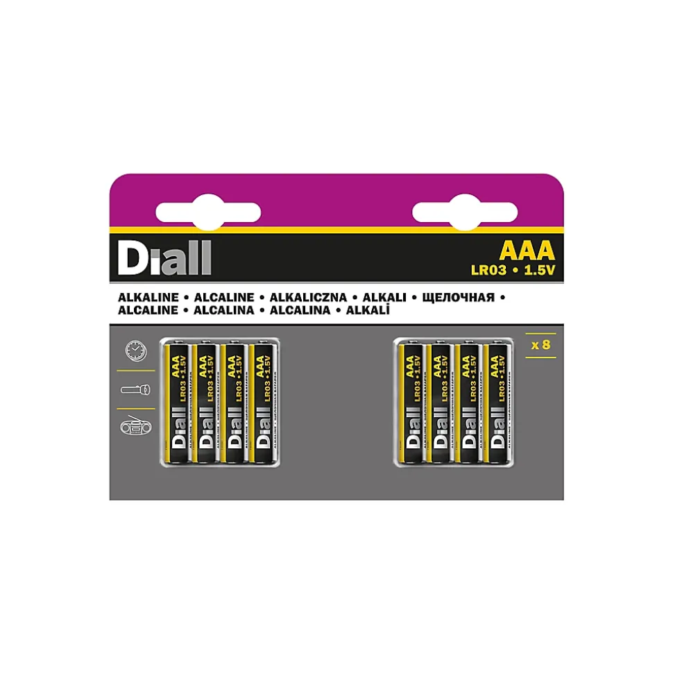Pile alcaline AAA (LR03) Diall, lot de 8