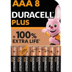 Pile alcaline AAA (LR03) Duracell Plus, lot de 8