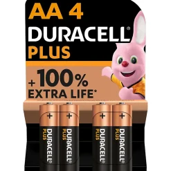 Pile alcaline AA (LR6) Duracell Plus, lot de 4