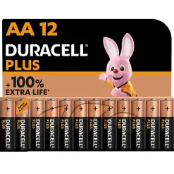 Pile alcaline AA (LR6) Duracell Plus non rechargeable, lot de 12