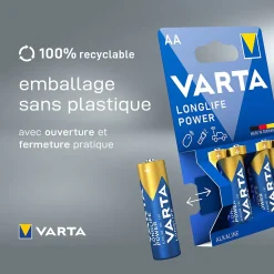 Pile alcaline AA (LR6) Varta Long-life Power, lot de 4