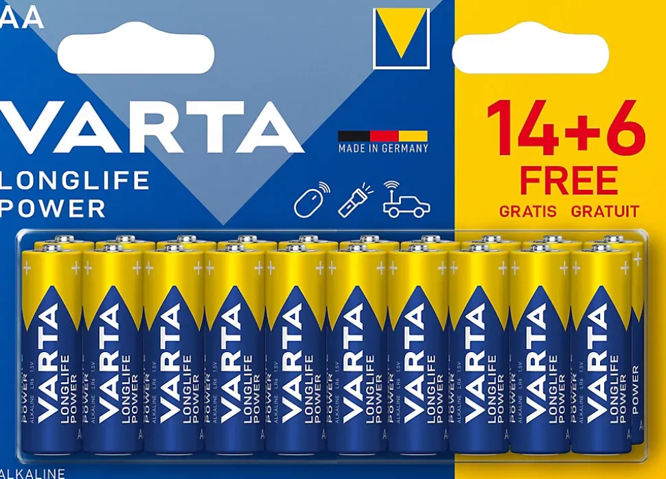 Pile alcaline AA (LR6) Varta Long-life Power, lot de 2