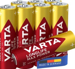 Pile alcaline AA (LR6) Varta Max Tech, lot de 6 + 2 gratuites