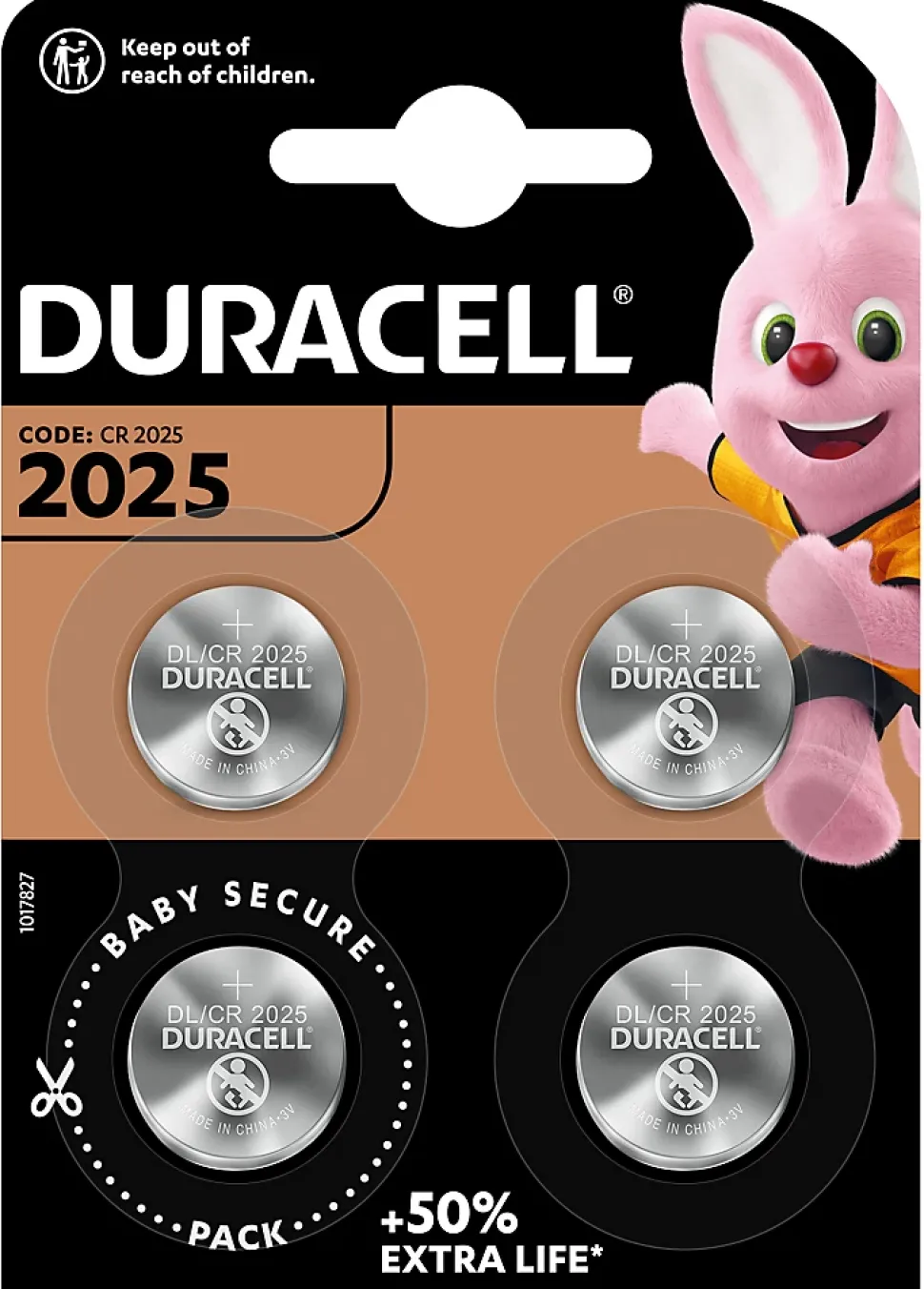 Pile au lithium CR2025 Duracell, lot de 4